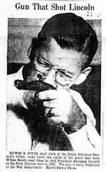 Graphic showing a 1930s newspaper photograph of the Booth Deringer